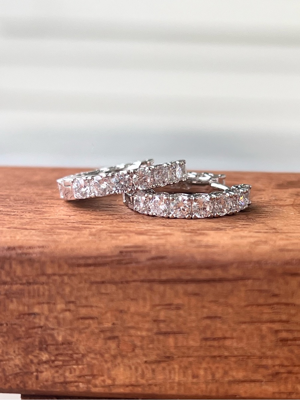 Freida Rothman Vault Silver Plated Cubic Zirconia Huggie Hoop Earrings